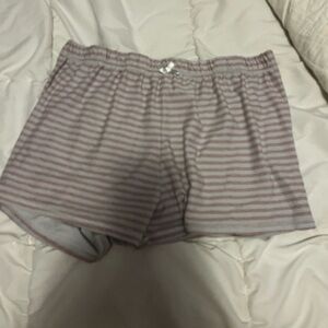 Gray and Pink Striped Pajama Pants